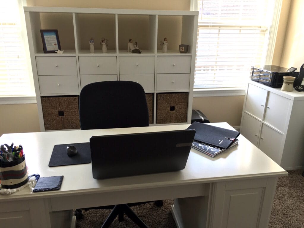 Home office setup for online therapy sessions