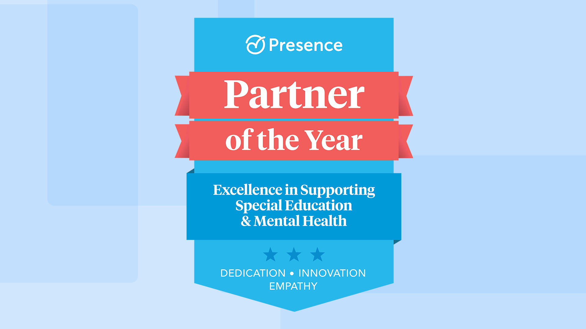 Presence Partner of the Year award badge for excellence in special education