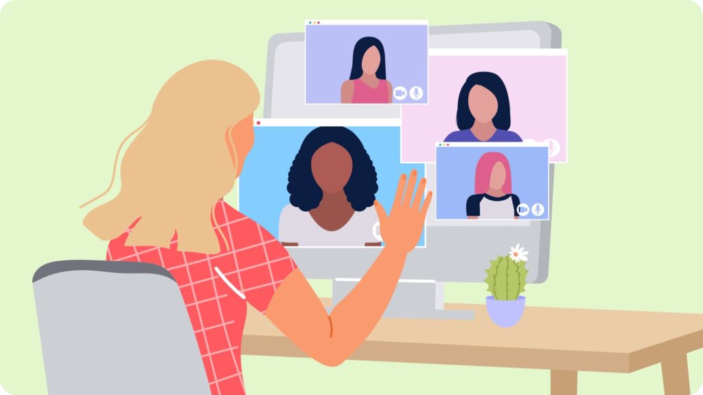 Teletherapist engaging in online therapy session with diverse participants