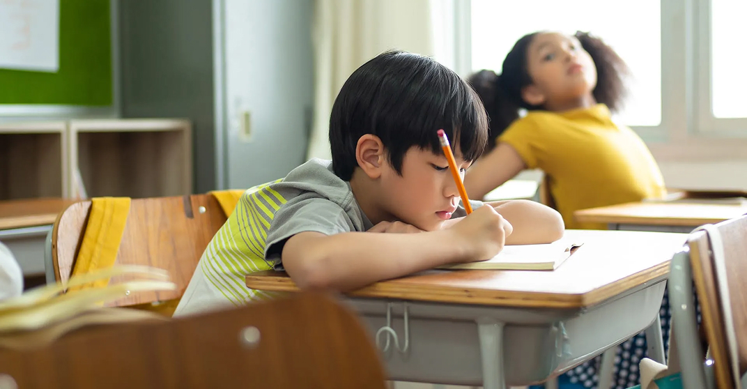 A student in a classroom setting