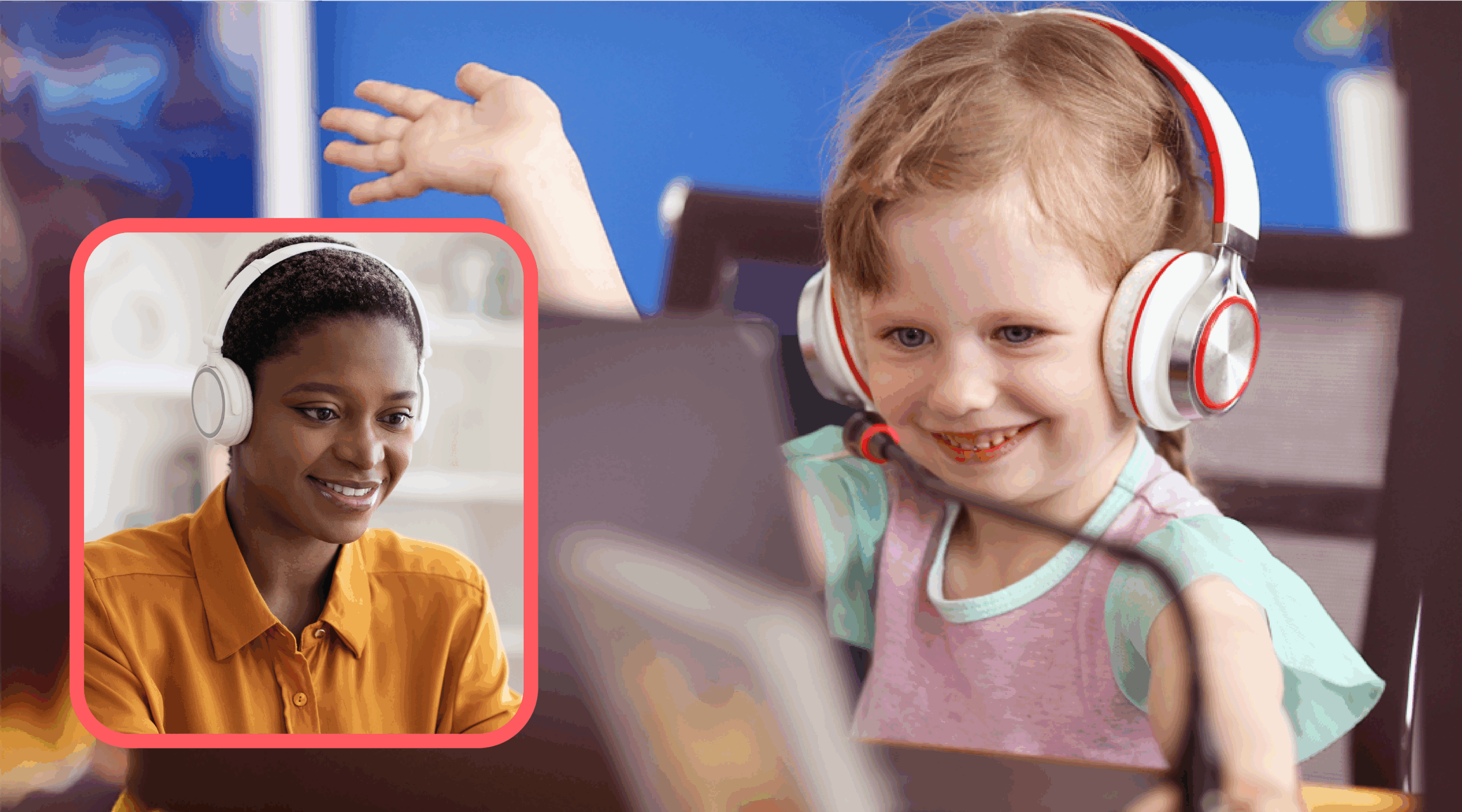 Student receiving special education services with a remote therapy provider during an online teletherapy session.