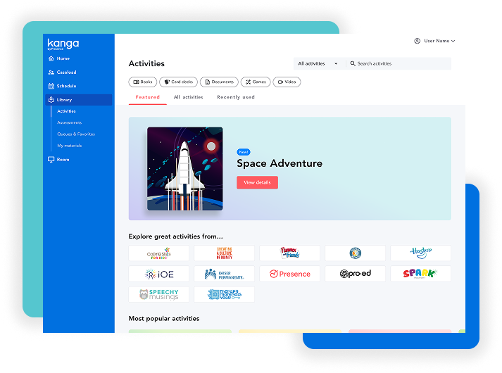 Kanga by presence platform screenshot for activity dashboard
