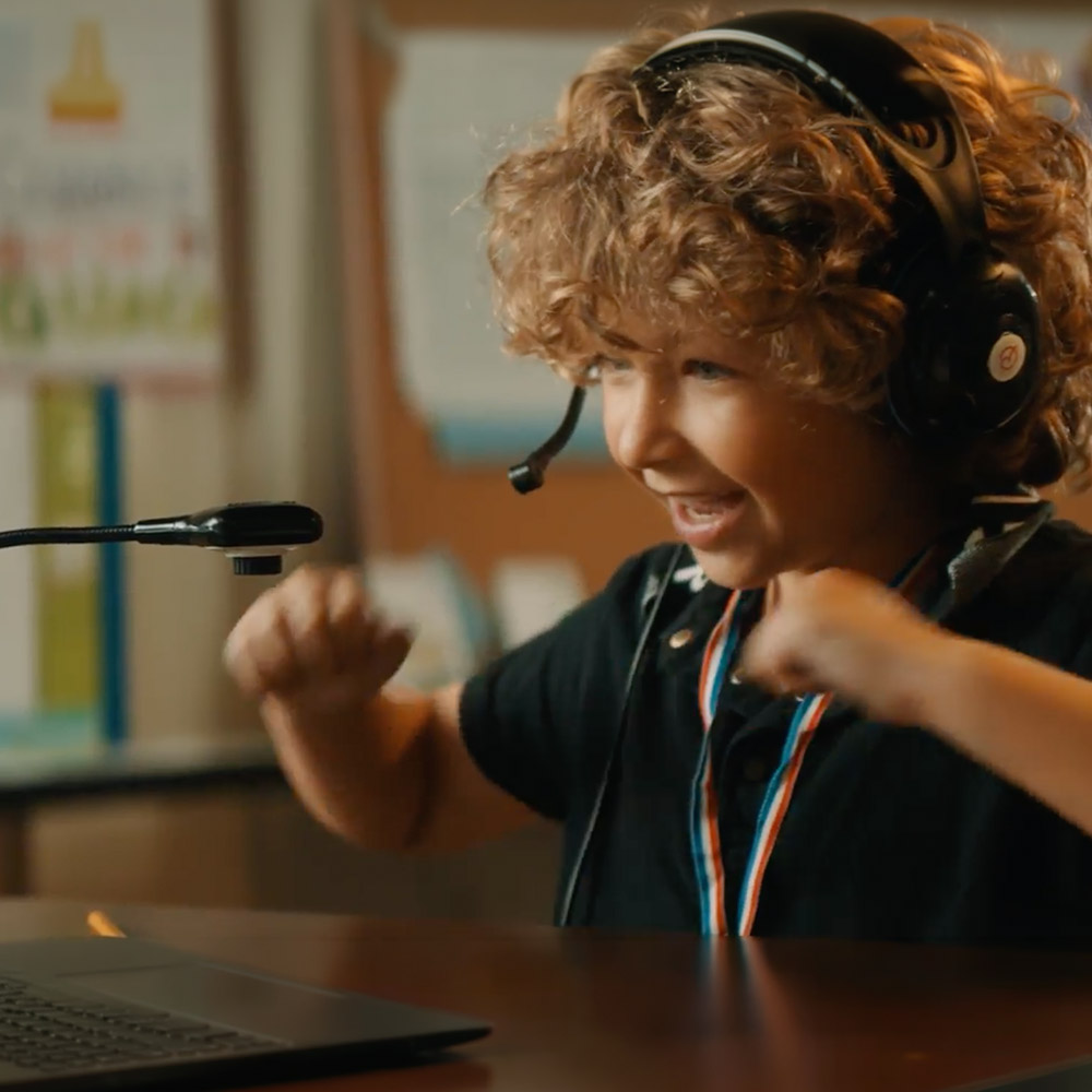 Student receiving remote special education support through teletherapy